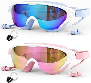 Zoomsnail Kids Swim Goggles 2Pack, Leakproof Anti-fog UV Lens Swimming Goggles for Kids Boys & Girls 3-15