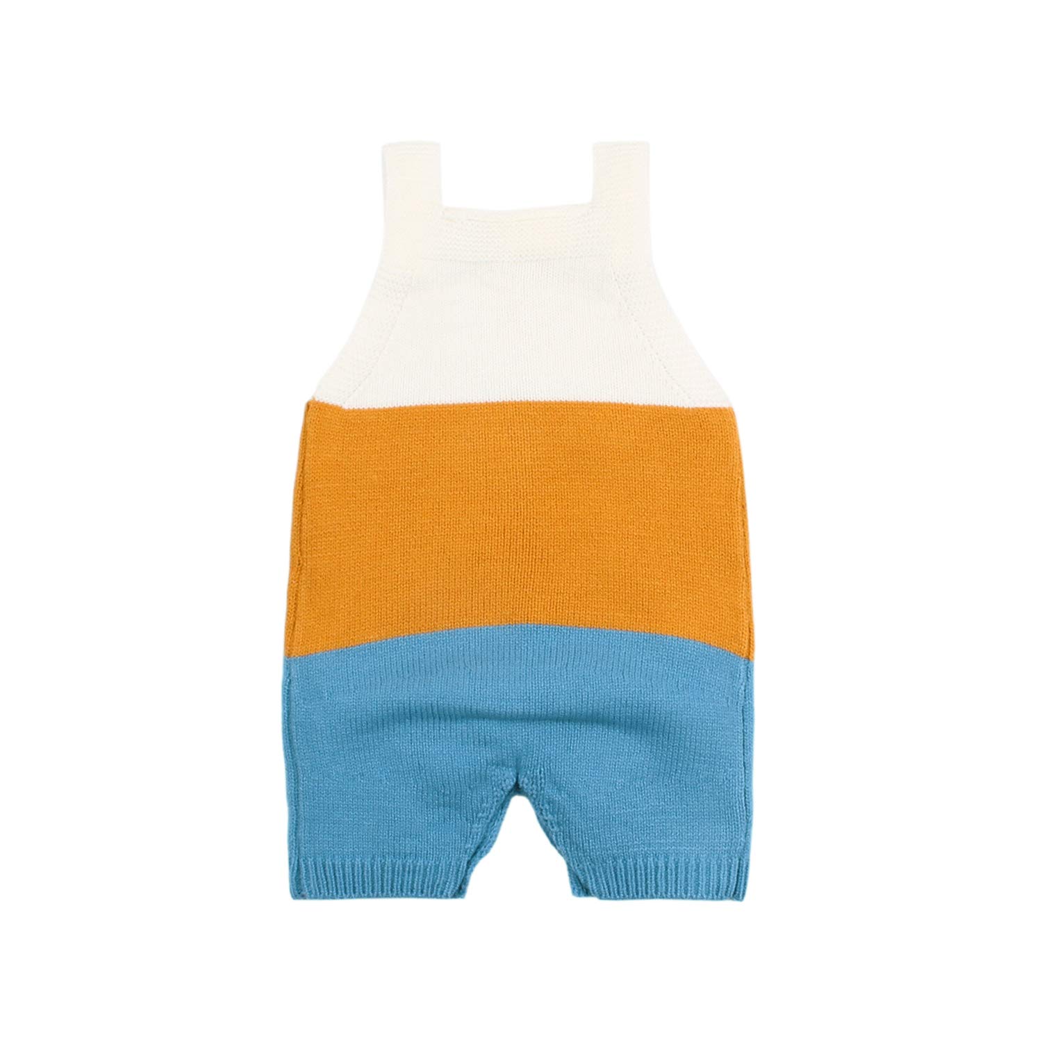 mimixiong Knit Sling Baby Rompers Sleeveless Jumpsuit Contain Clothes Two Colors and Four Sizes(Skyblue-Ship-6-12M)