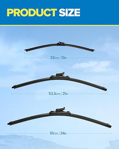 Miniatura 2 de PHILTOP Limpiaparabrisas de repuesto para automóviles de 24 + 21 + 13 pulgadas para Tiguan 2009 2010 2011 2012 2013 2014 2015 2016 2017 delantero y