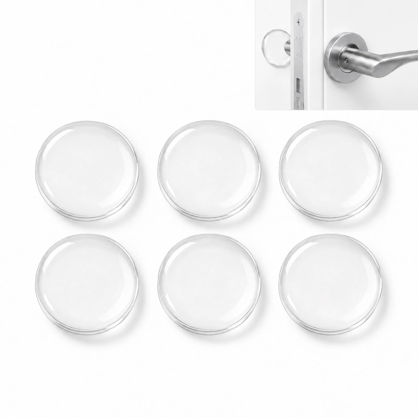 6PCS Rubber Door Stopper for Wall, Silicone Transparent Wall Protector Self Adhesive Door Stops Anti Slam/Scratch/Noise Handle Protectors
