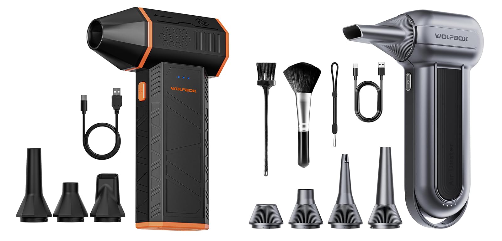 WOLFBOX MF50 Electric Air Duster-110000RPM Powerful Air Duster & WOLFBOX MF100 Electric Air Duster-150000RPM Super Power Cordless Air Duster
