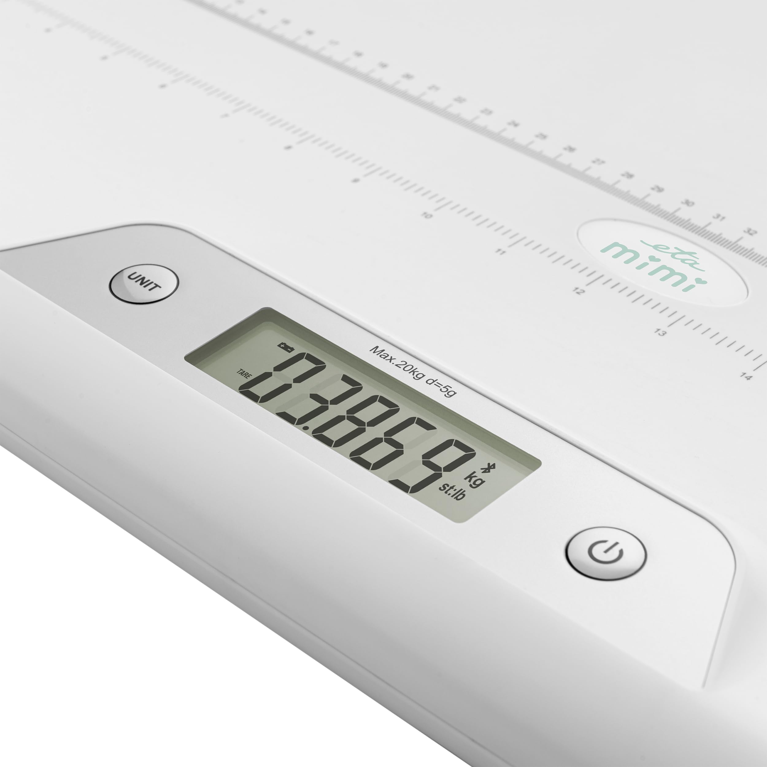 ETA MIMI Babywaage mit Smart App | Digitale Kinderwaage bis 20Kg | digitale LED Anzeige | LCD Display | Nullstell- und Tara-Funktion | hohe Ablesegenauigkeit | automatische Abschaltung I Weiß