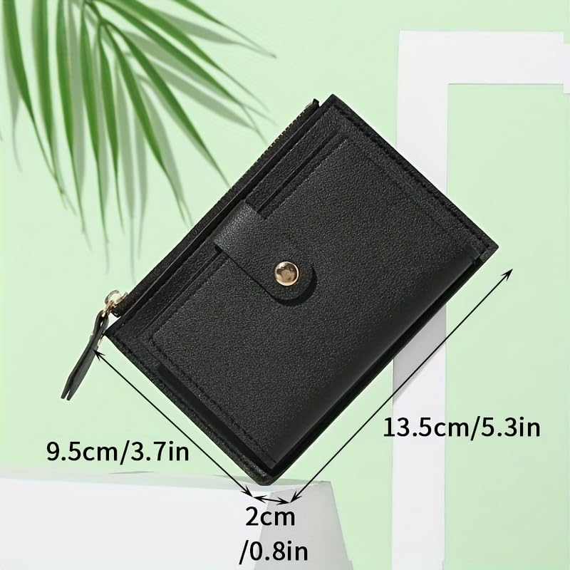 Synthetic Leather Women's Wallet | Compact Design, Card Slots, Zipper Pocket & Golden Snap Closure, Sleek Modern Style4