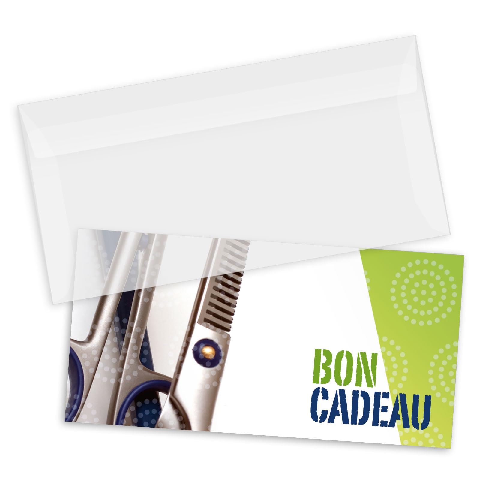 POS BON - 100 bons cadeaux à remplir avec enveloppe - formulaires imprimés pour des salons de coiffure K9205F-1-100-V2