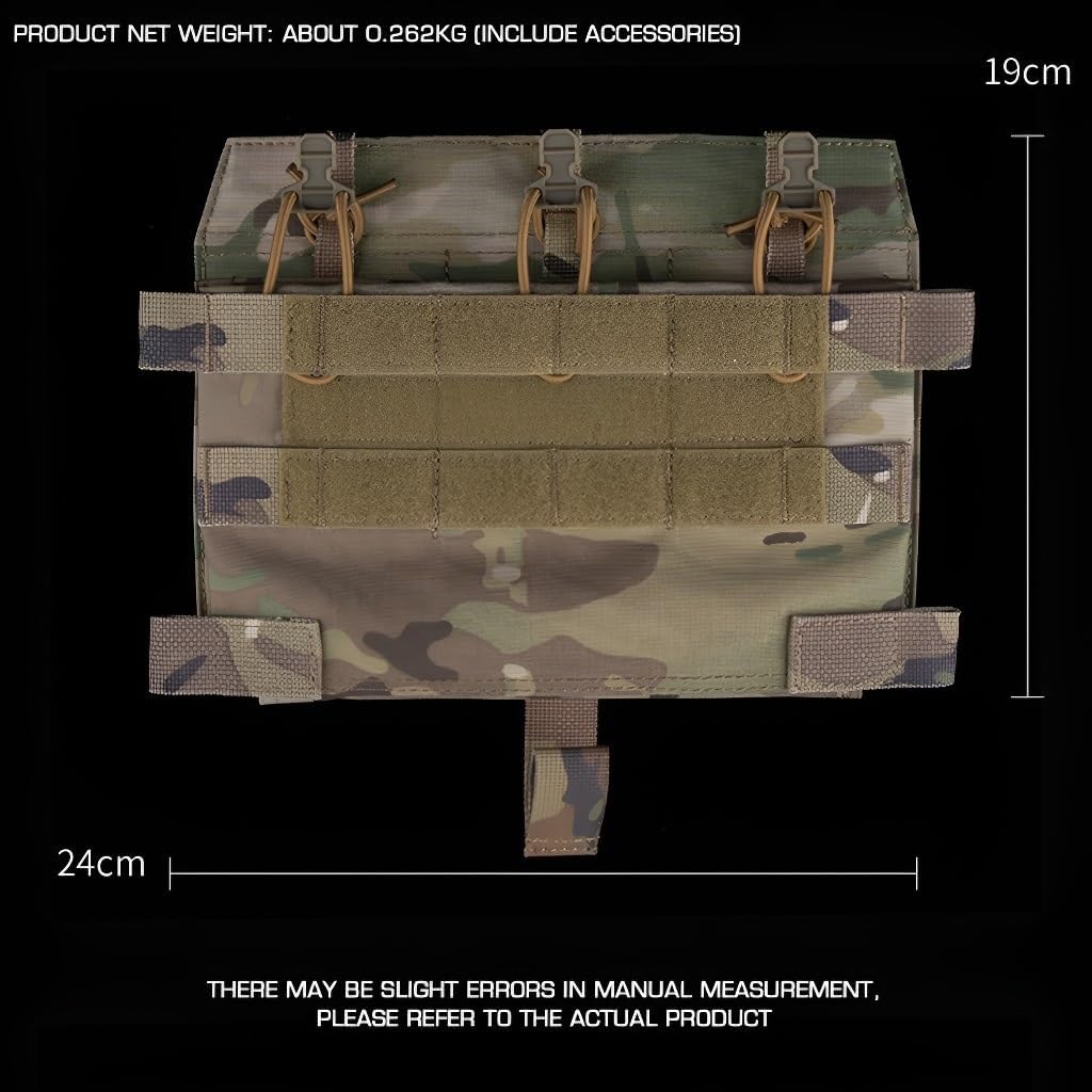Nylon 3-Pocket Tactical Pouch (24 * 19cm) - Quick-Release Handle, MOLLE Compatible, Hook & Loop Panel (0.262kg)
