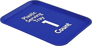Restaurantware RW Base 14 x 18 Inch Fast Food Tray 1 Sturdy Cafeteria Lunch Tray - Lightweight No Slip Blue Plastic Serving Tray Rounded Corners for Restaurants Or Dinner Service
