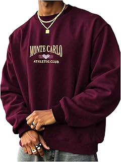 SOLY HUX Men's Letter Graphic Sweatshirt Crewneck Drop Shoulder Long Sle...