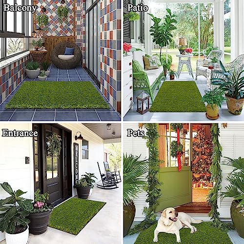 Vaukki Artificial Grass Mat 0.98\" (25mm) Pile Height, Turf Grass Outdoor Mat for Entrance, Fake Grass Pee Mat for Dogs, Grass Doormat for Entryway, Front Door, Pets, Patio and Deck, 32\'\'x48\'\'