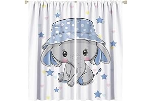 Cartoon Elephant Nursery Curtains