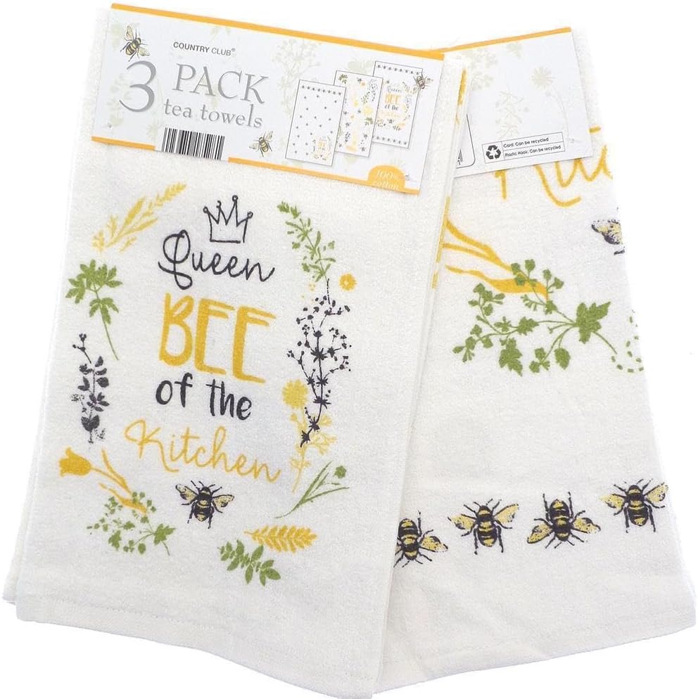 COUNTRY CLUB 100 Cotton Pack of 3 Queen Bee of The Kitchen Design