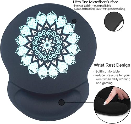 Miniatura 162 de Alfombrilla para mouse con soporte de muñeca, almohadilla antideslizante para mouse para oficina, computadora, laptop y Mac, cómoda y ligera