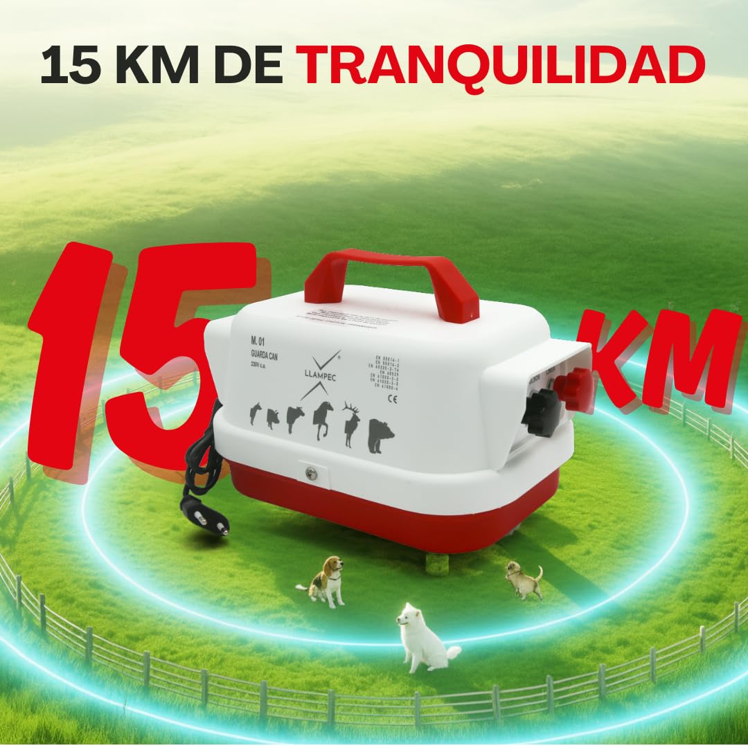 Llampec Pastor Eléctrico 01 Guarda Can con Conexión a Red 230v – 2,5 J - 9.000 V - 15 km de Alcance – Cerca eléctrica Para Perros, Caballos, Cerdos y Vacas – Fabricado en España