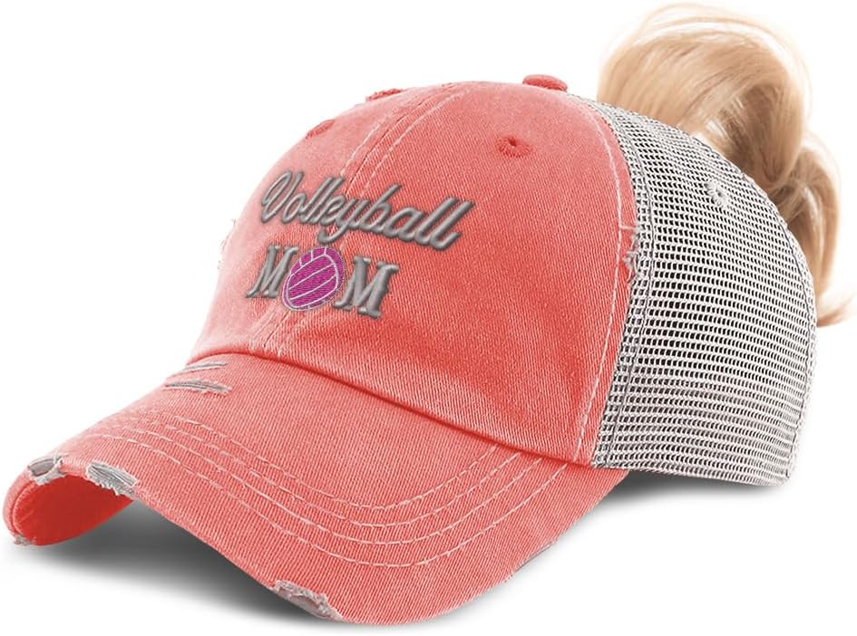 Ponytail Cap Women's Baseball Cap Embroidered Volleyball Mom Mother Mama Mommy Cotton