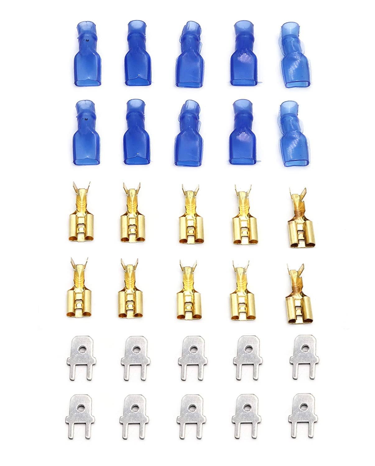 ILT Retail - (Set of 20) Male and Female Spade Quick Connectors Wire Crimp Terminal Block with Insulating Sleeve Assortment Kit Perfect for Electrical Wiring Car Audio Speaker