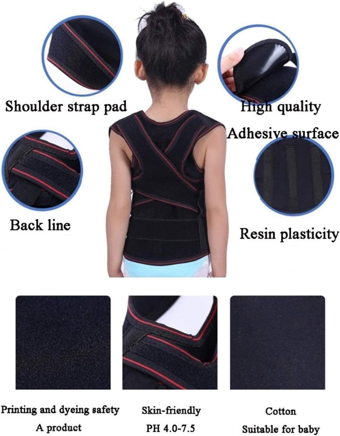 Comfort Posture Corrector for Kids & Adults Under Clothes Back Brace Humpback Correction Shoulder Spine Full Back Support Belt Corset for Girls Boys Students (Color : Black, Size : S/Small)