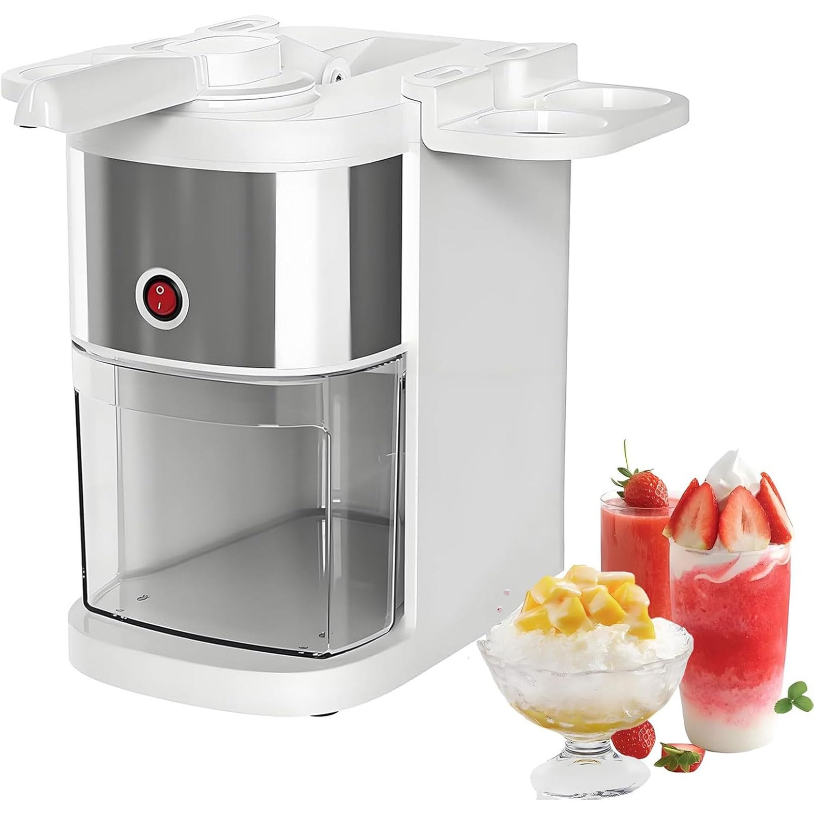 FHRKA Commercial Ice Crusher, 200W Electric Snow Cone Machine with Stainless Steel Blades, 2.5L Capacity Shaver Machine