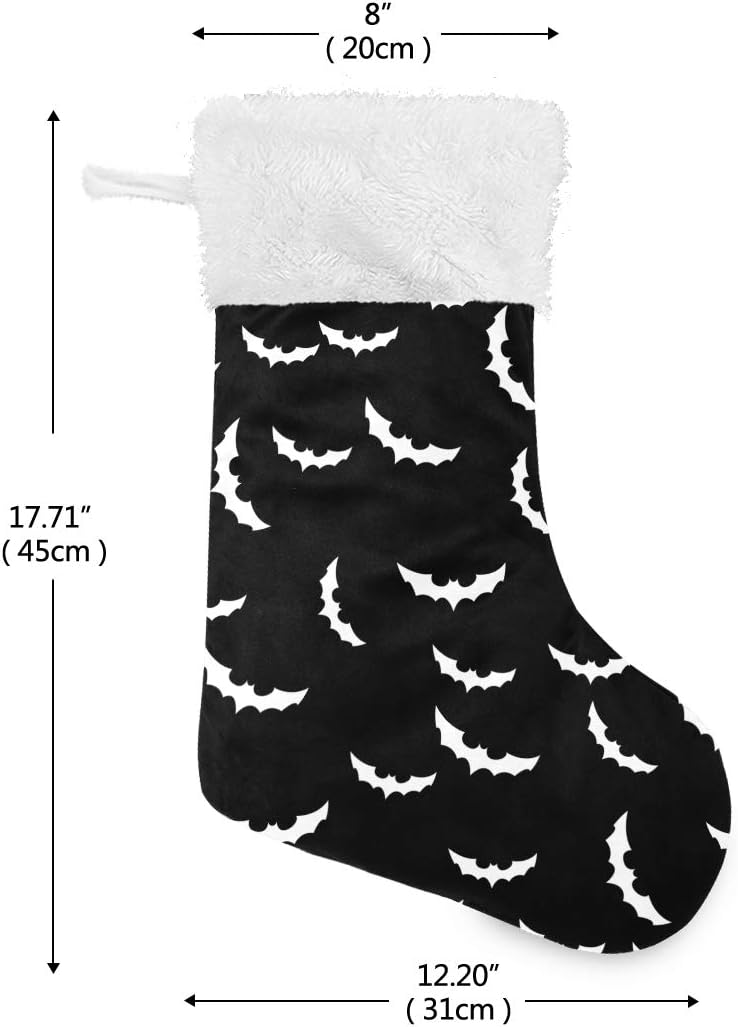 Mint Green Bat Silhouette Christmas Stocking with Plush Cuff