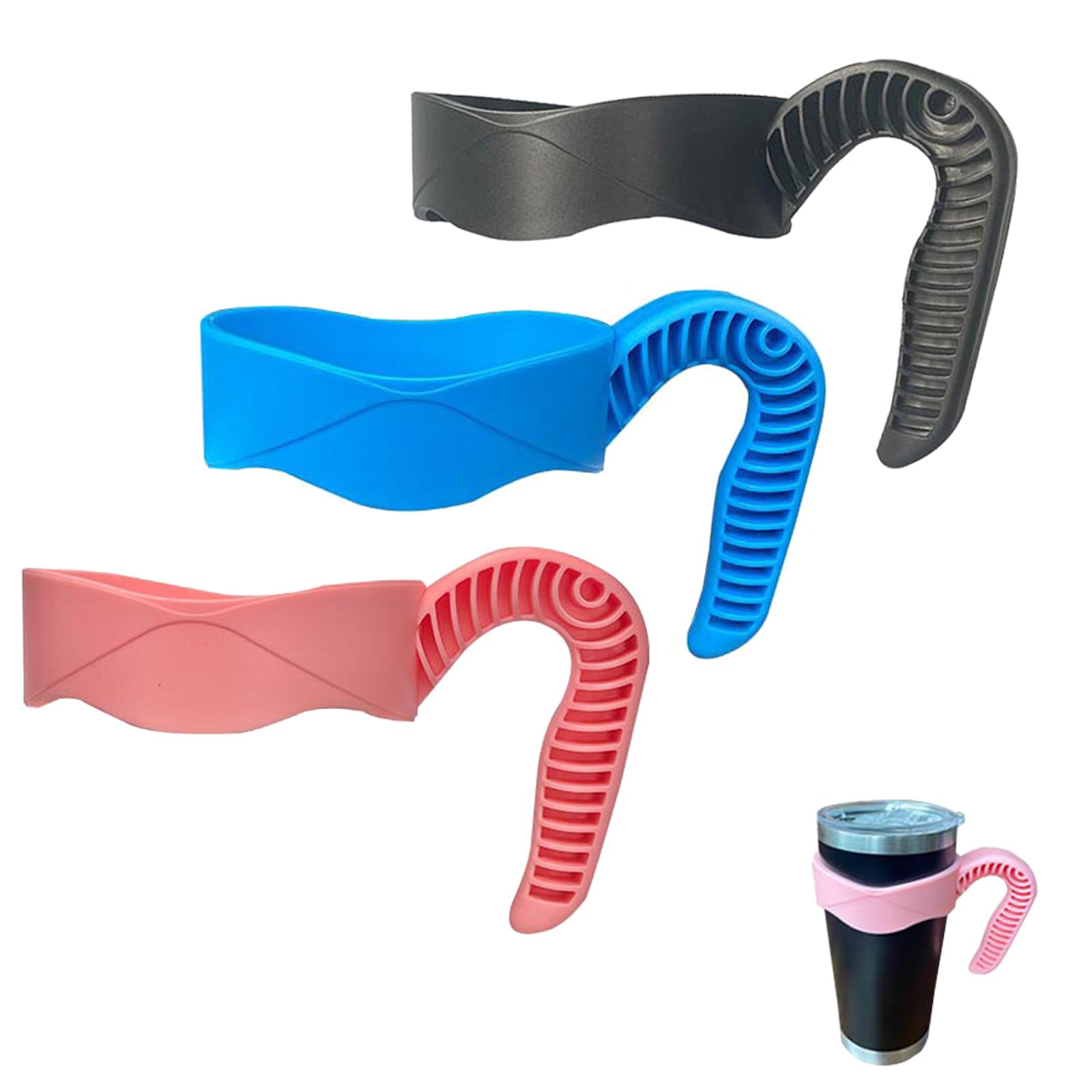 3Pcs Useful Travel Mug Grip Cup Holder Non-Slip Mug Handle Plastic Replacement Helpful Ergonomic Jug Carrier Handle for Stainless Steel Mugs and More Tumbler