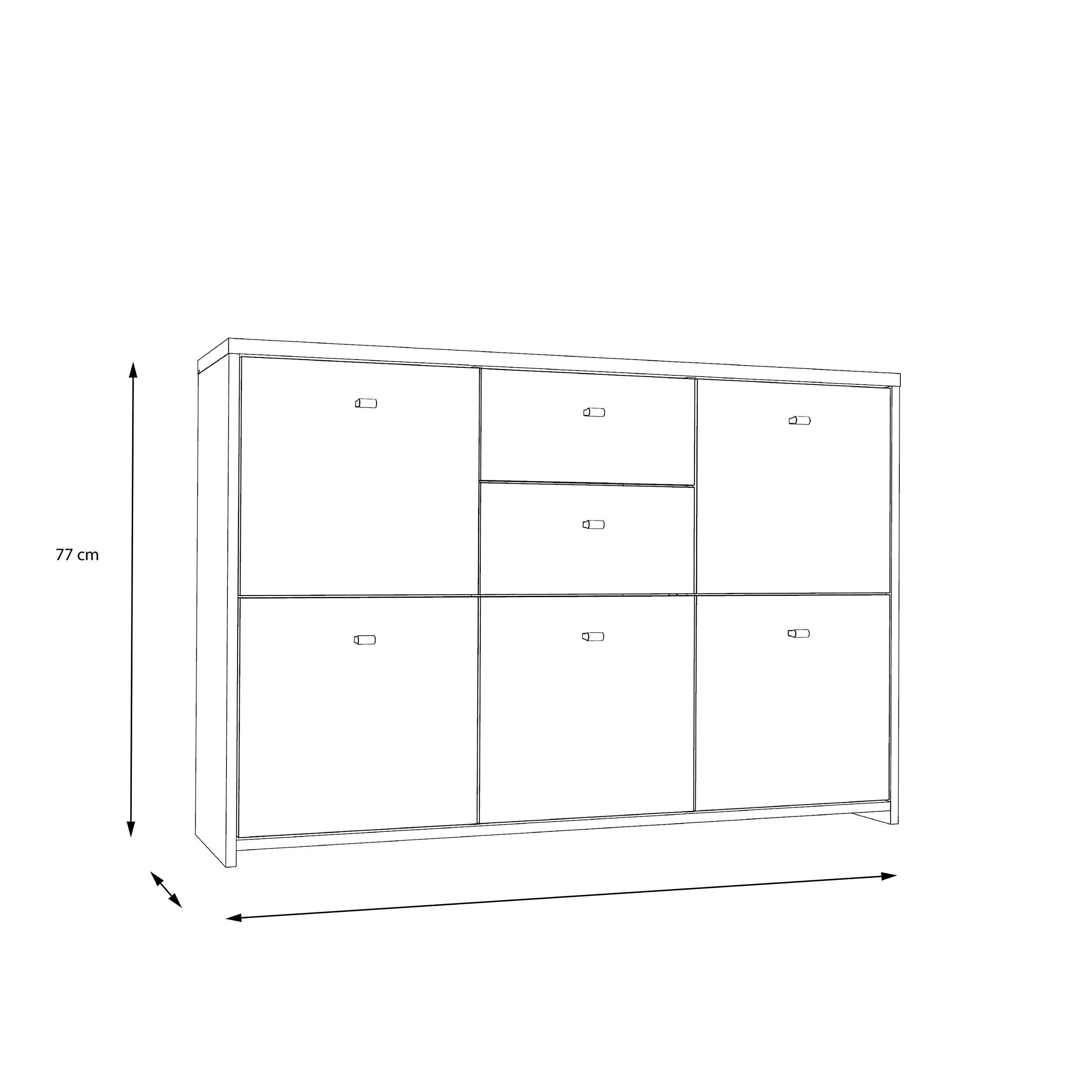 FORTE Best Chest Kommode mit 5 Türen und 2 Schubladen, Holzwerkstoff, Old-Wood Vintage kombiniert mit Betonoptik, 114,1 cm x 77,5 cm x 29,6 cm