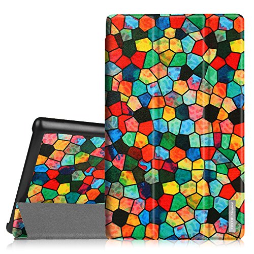 Fintie Slim Shell Case for Samsung Galaxy Note 10.1 2014 Edition- Ultra Lightweight Protective Stand Cover with Auto Sleep/Wake Feature, Stained Glass Mosaic