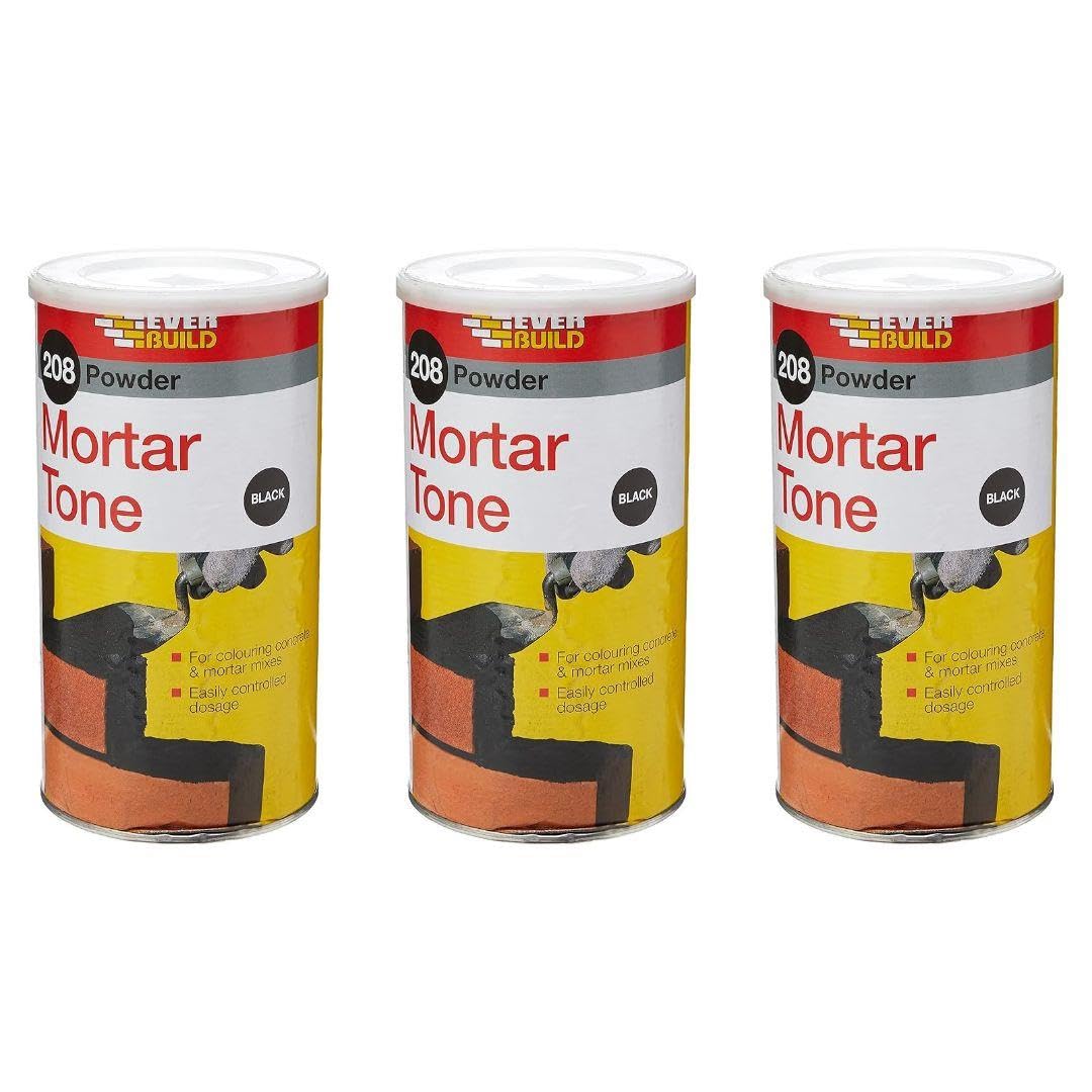 208 Powder Mortar Tone, Black, Concentrated Pigment, Weatherproof, Chloride-Free, 1kg, Pack of 3