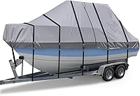 Vista 1 de Cubierta para Barco con Techo en T 900D - Cubierta para Barco de Consola Central de Servicio Pesado Resistente al Agua y Remolcable que se Ajusta a