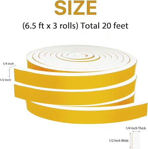 Miniatura 9 de Burlete de espuma con 4 rollos, 14 pulgadas de ancho x 18 pulgadas de grosor, total de 52 pies de largo, aislamiento adhesivo de espuma para