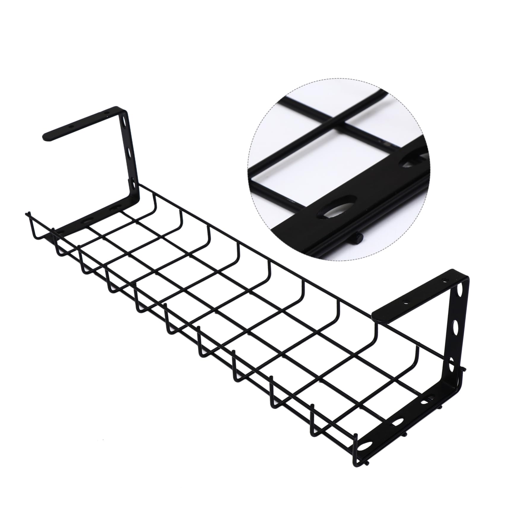 1 pièce Support de Rangement de Câbles sous Bureau Fer Organisateur de Câbles Noir pour Gestion des Fils et Multiprises