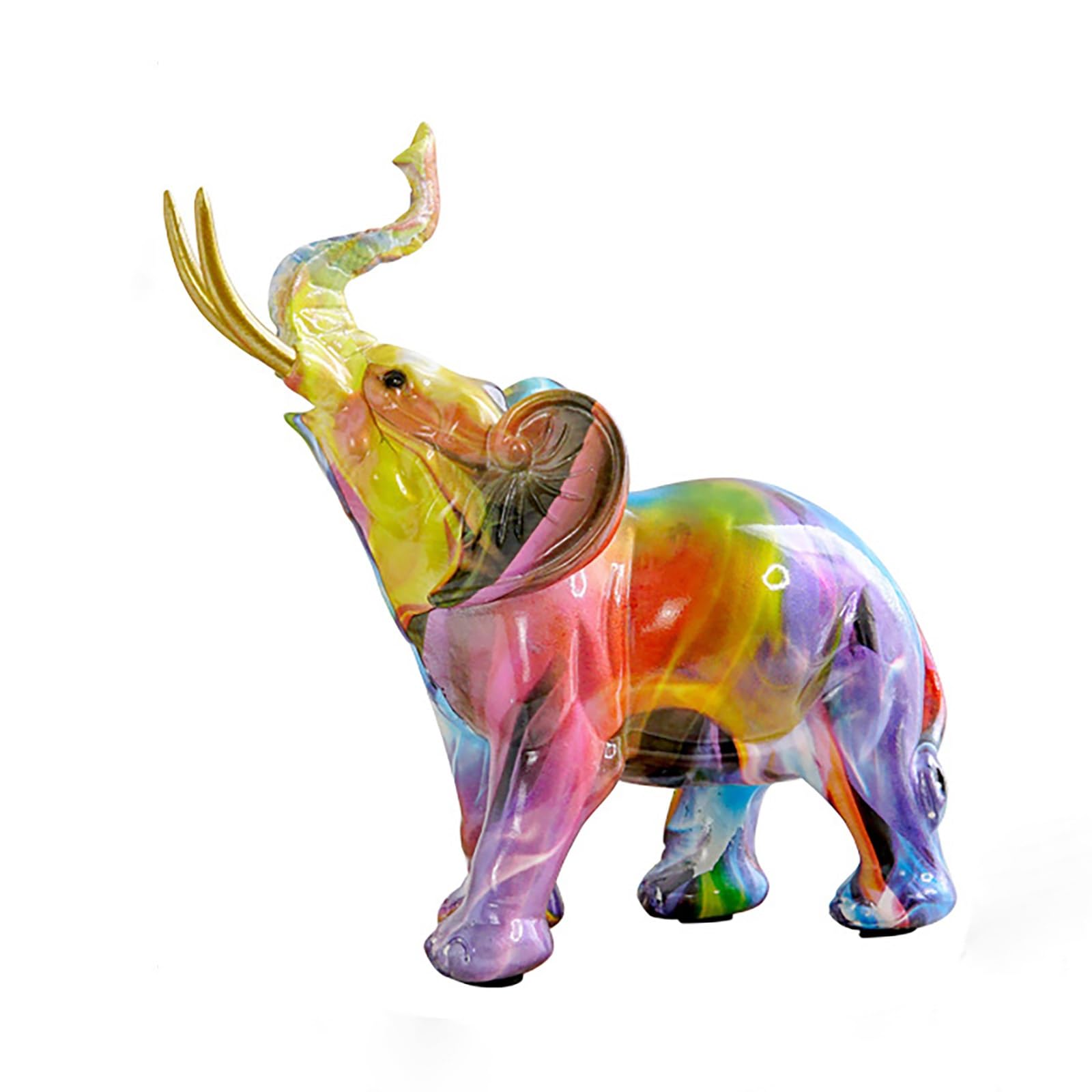 Dytartzx Elephant Sculpture Decor, Creative Resin Colorful Graffiti Animal Desktop Ornament For Home & Office, Ideal Tabletop Decoration For Living Room Bookshelf Porch