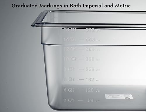 Vista 43 de CURTA Paquete de 6 bandejas de comida NSF, tamaño 1/6 de 2 1/2 pulgadas de profundidad, plástico de policarbonato comercial transparente apto