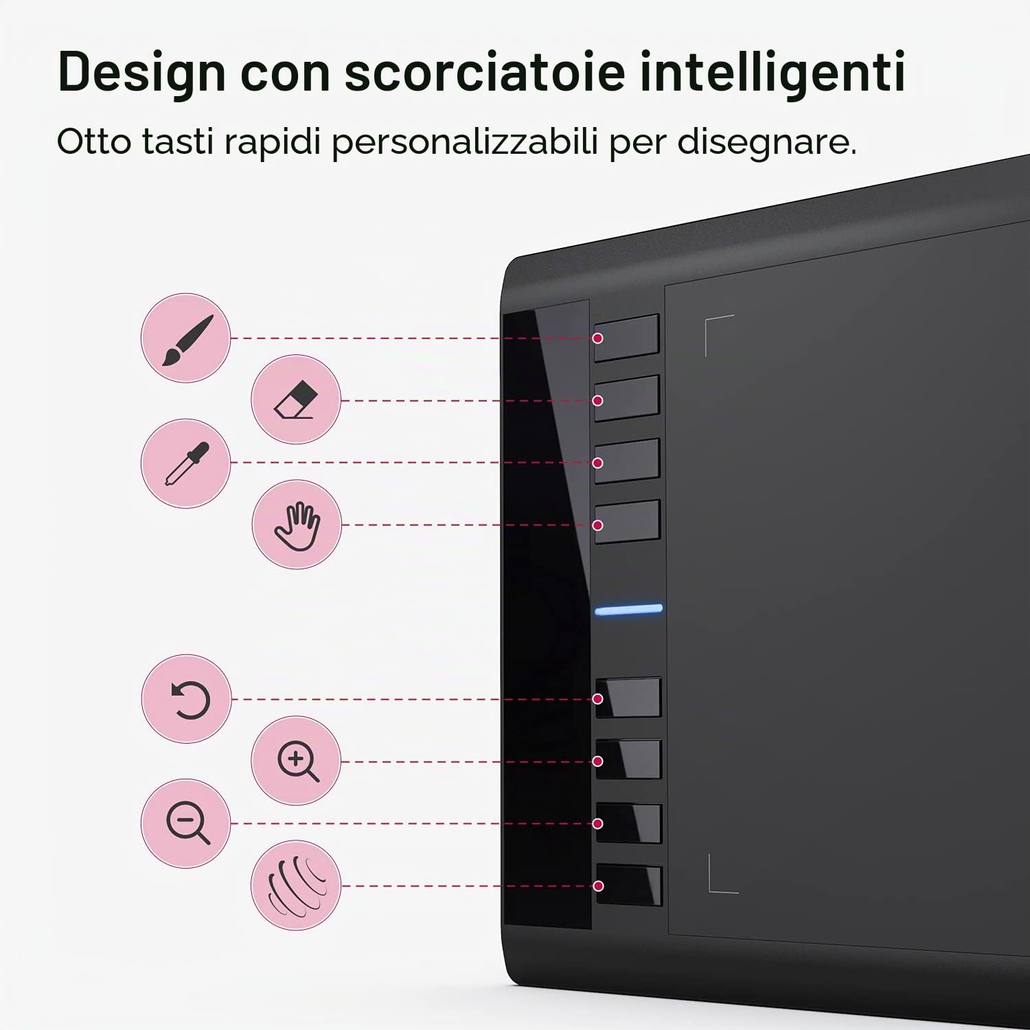 UGEE M708 Tavoletta Grafica, Tavola Grafica 10x6 Pollici, Tavola Ultrasottile con Penna senza Batteria, Pad Digitale per Win/Mac/Chrome, Nero
