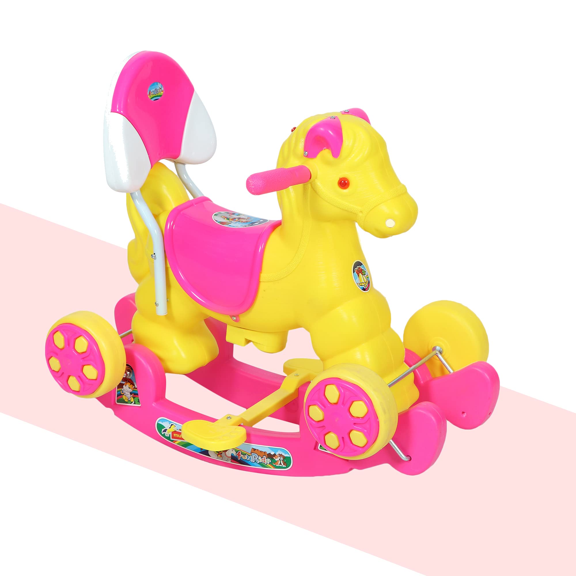 HerHome Rocking Horse Ride On for Kids - Murphy Super 2-in-1 Musical Horse Rocker Cum Ride On Toy with Backrest - Ideal Age - 1 Year to 3 Years, Weight Supported - Upto 25 KG (Pink) 3