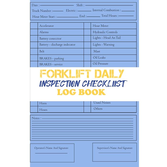 Buy Forklift Daily Inspection Checklist Log Book Forklift Operator