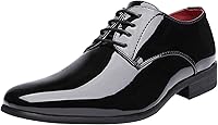 Bruno Marc Men's Faux Patent Leather Oxford Dress Shoes - Classic Lace-Up Tuxedo Formal Shoes for Weddings