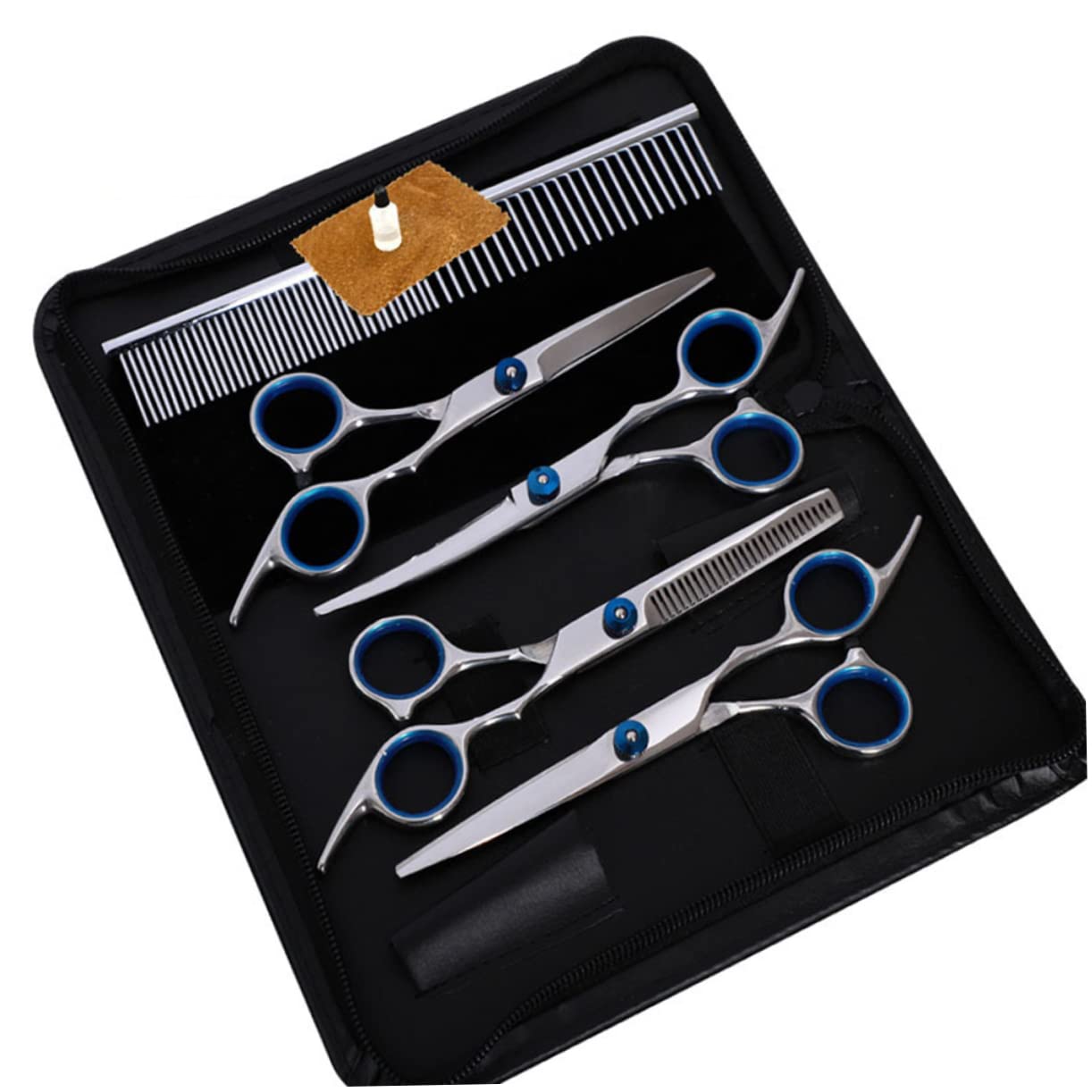 VANZACK Hairdressing Scissors Set for Pet 8pcs Dog Cat Grooming Scissors and Portable