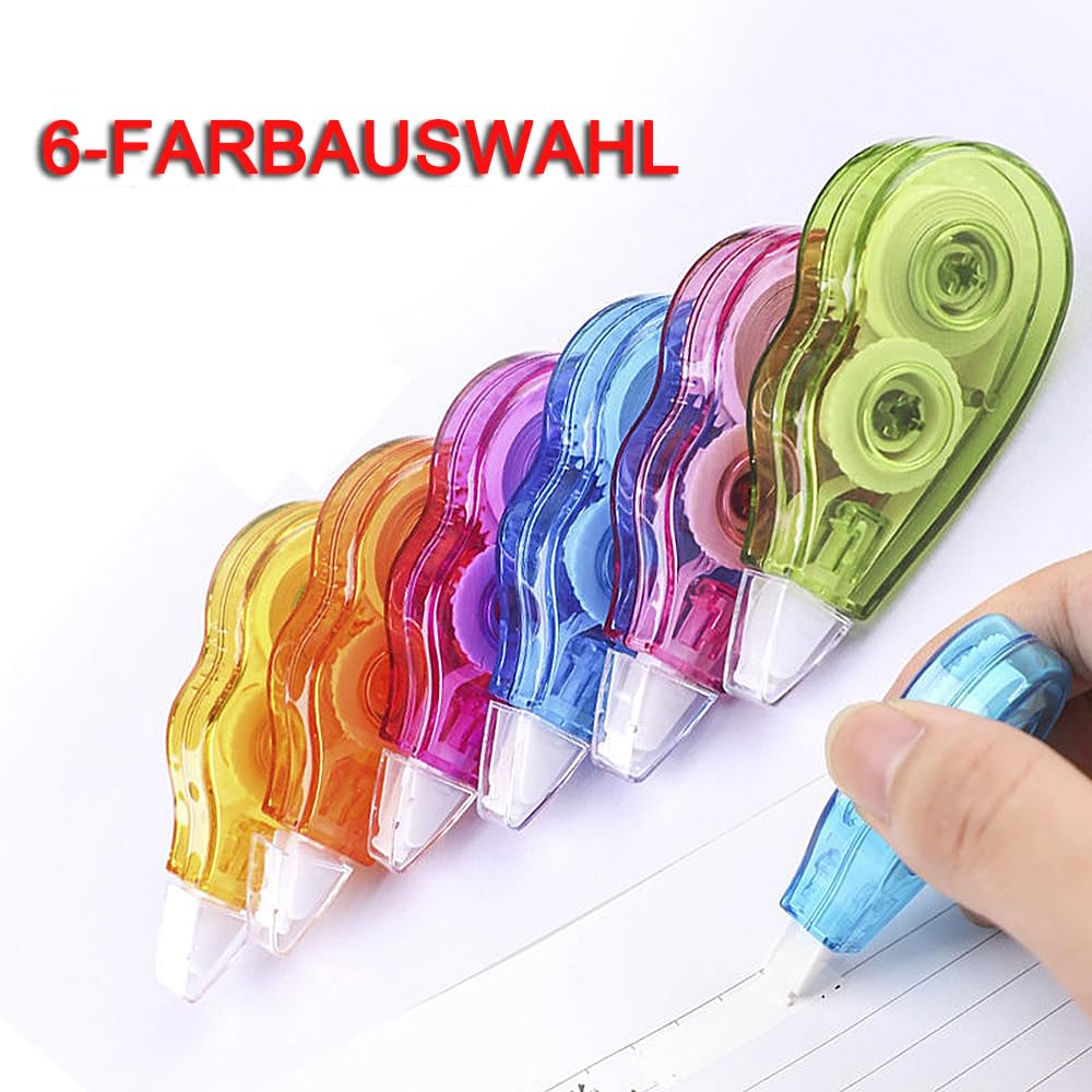 Set 12 Nastri Correttivi Mouse 30m X 5mm Ciascuno - Con Cappuccio, Ecologici Per Scuola E Ufficio