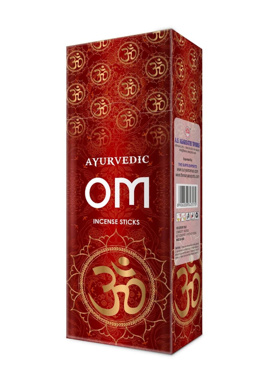 Ayurvedic Om Incense Stick (120 Sticks) Agarbatti for Puja, Freshness, Yoga & Meditation | Floral Fragrance | Pooja Room Items for Home & Prayers | Charcoal Free