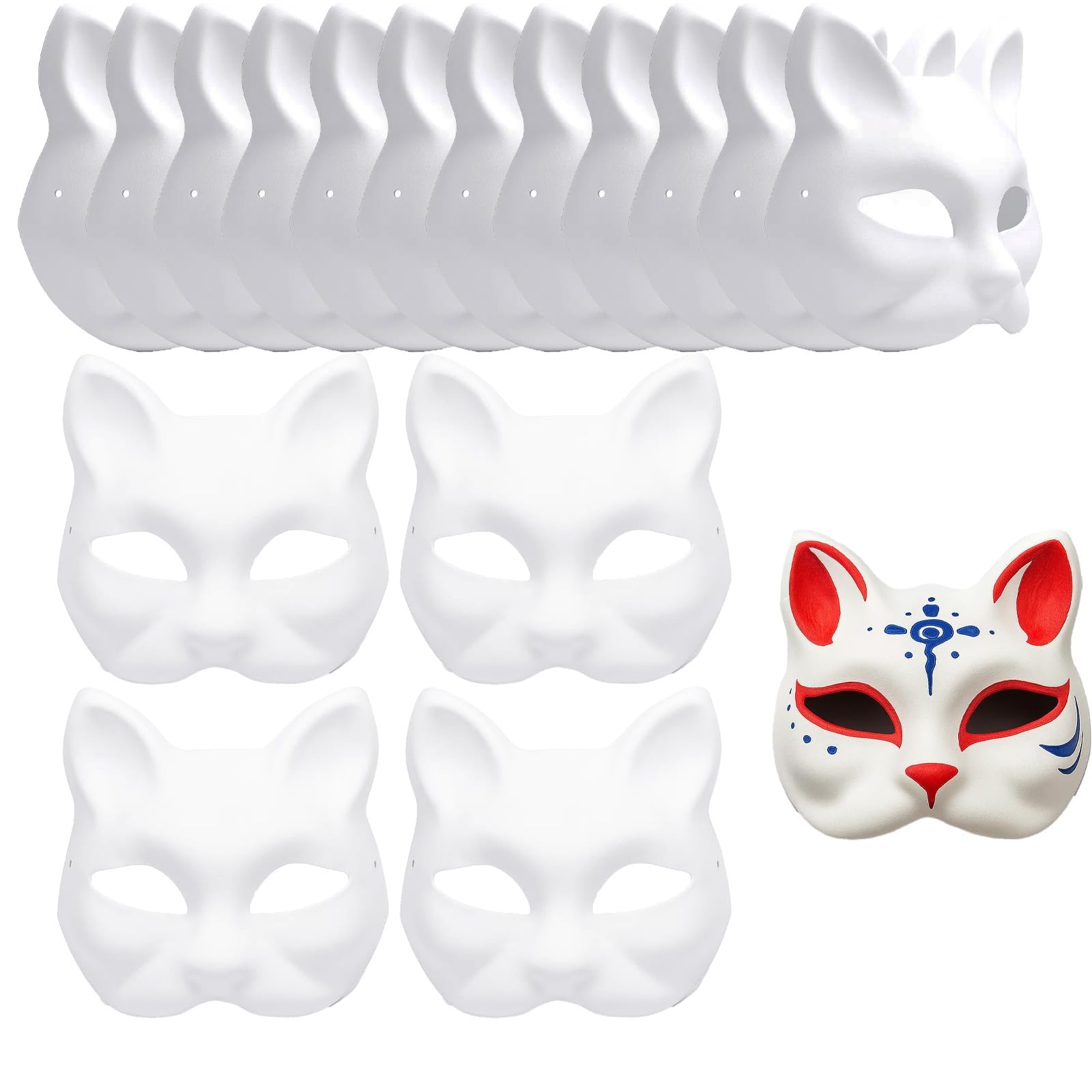 Gubilacrum 12 Pcs Cat Mask, 18x17cm Blank DIY Masks to Decorate