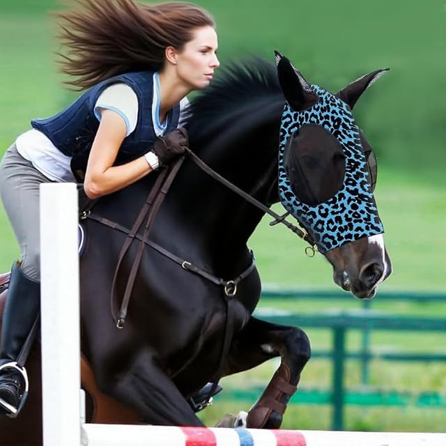 Foto 6 de 7 de XFSRG Máscara Antimoscas para Caballos Estampado Animal de Mosca Caballo Máscaras contra Moscas Caballos…