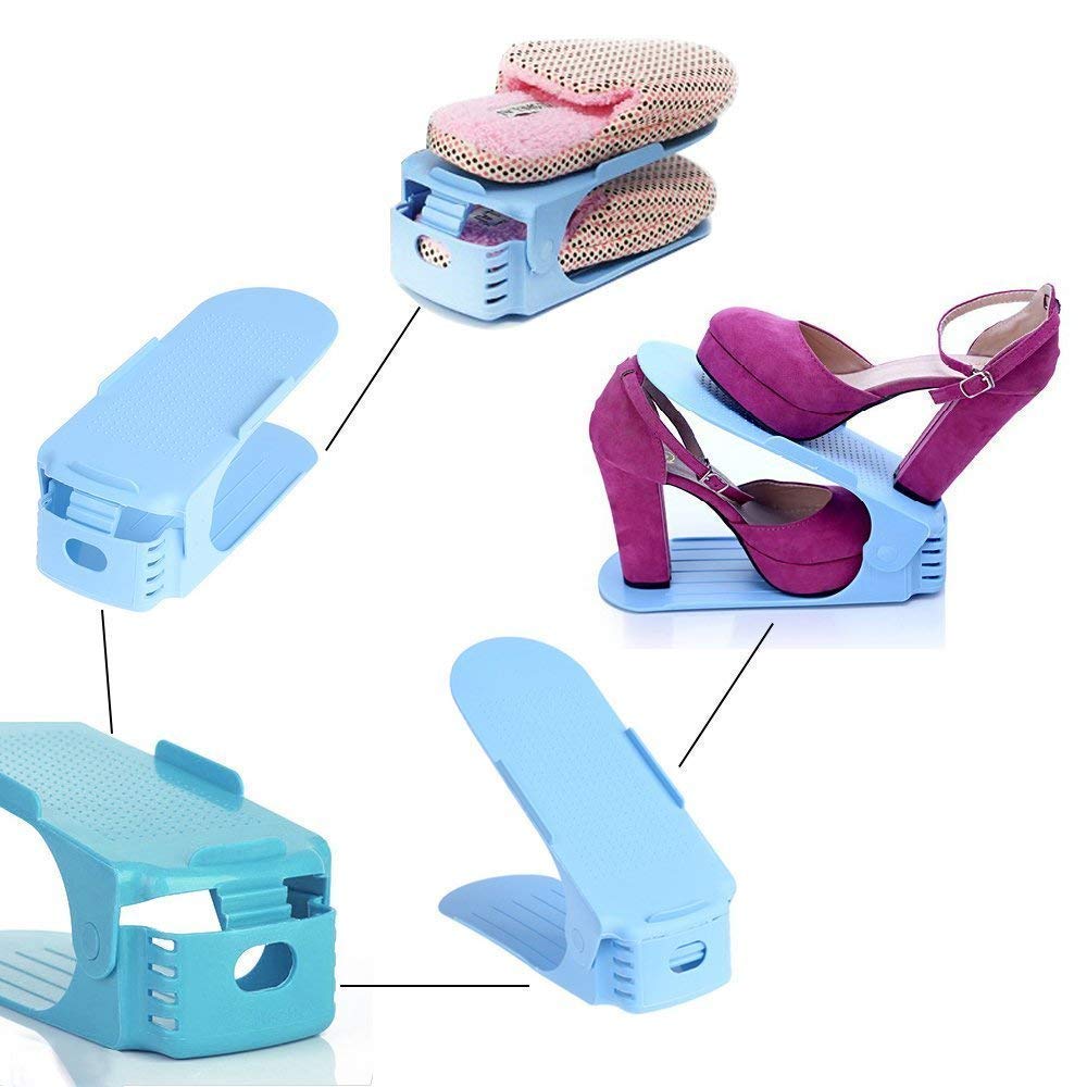 HEMJEX Plastic Double Layer Single Shoe Holder Stand/Rack Stand Convenient Shelf Adjustable Shoes Rack Holder Organizer Space Saving Rack Stand (2) 4