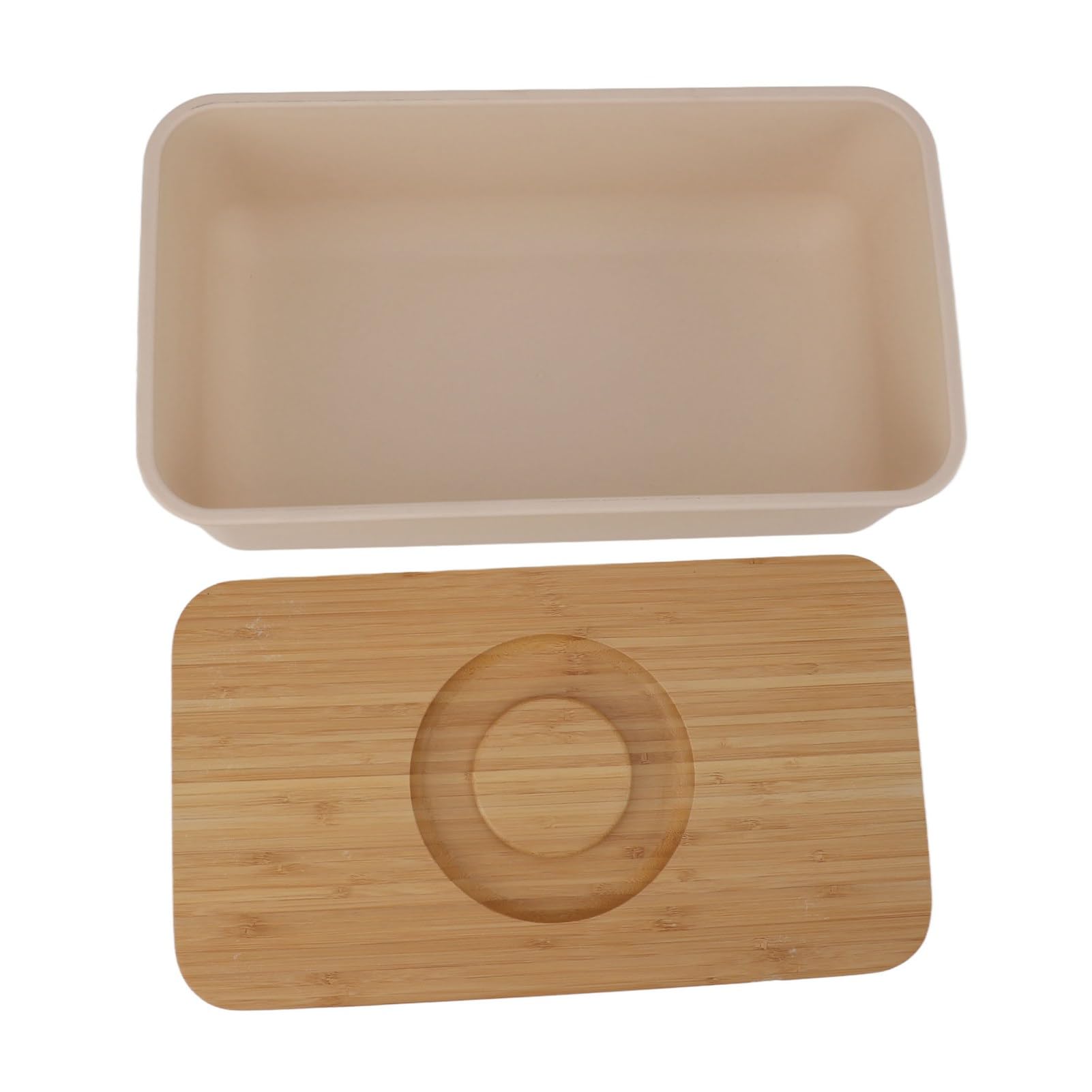 SIXRUN Brotkasten mit Holzdeckel, Feuchtigkeitsbeständig, Großes Fassungsvermögen, Schneidebrett für Küchenarbeitsplatte, Moderne -Aufbewahrungsbox für Familien, Kunststoff, 21,6 X 38,1 X 13,5 Cm