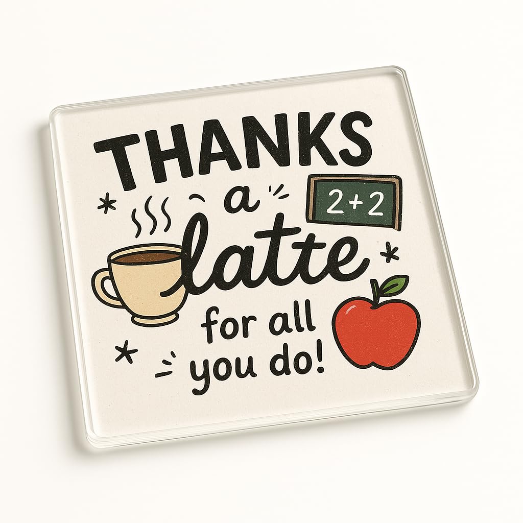 Playful Acrylic Coaster Gift for Teacher Appreciation - Whimsical Doodle Style Novelty Present with Tea Coffee Pun