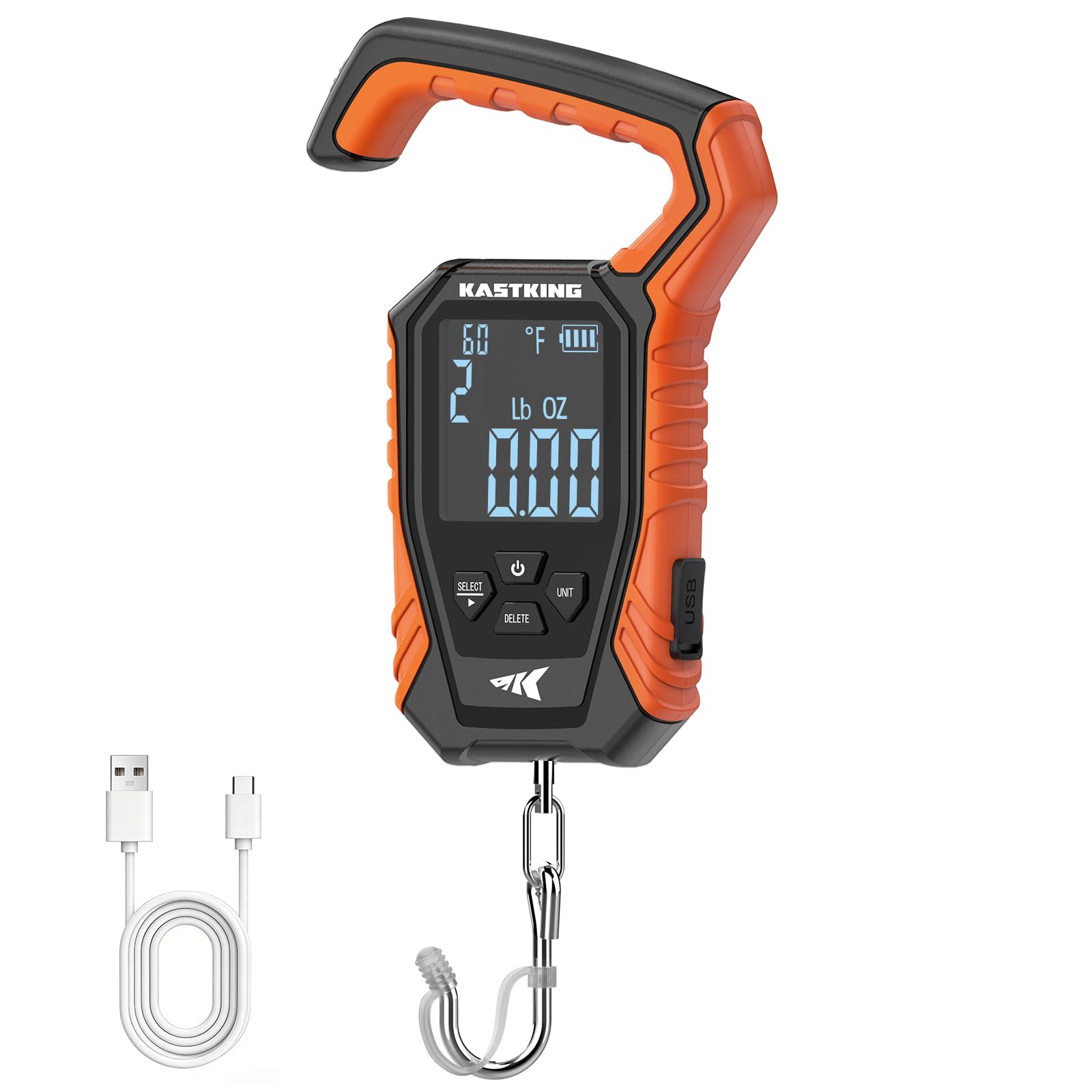 KastKing Weighmaster Mechanical-Digital Fishing Scale, 120 lb Capacity, 2.5" Backlit Display, High-Precision Sensor, 9 Weight Memory, Temperature Detection, IPX6 Waterproof, Fishing Gifts