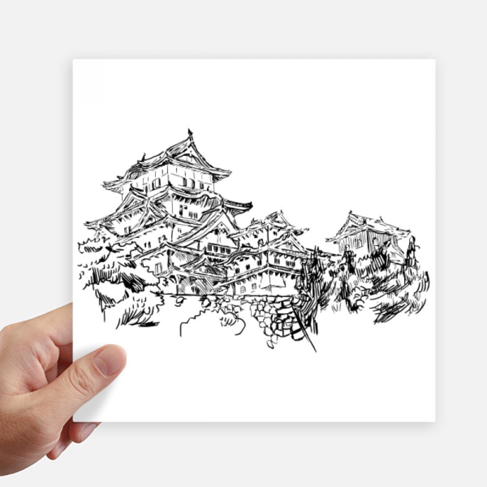 Autocollant carré sketch Chine repère pour mur pc portable sticker décoration 20cm