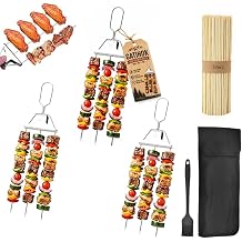 3 Way Grill Skewers BBQ for Grilling Outdoor Accessories Metal Kabob Chicken Stainless Steel Meat Prong Grillsavant Rainpot Triple Three Sticks 2026 New Barbecue Pronged Reusable 2/3/4 Pack