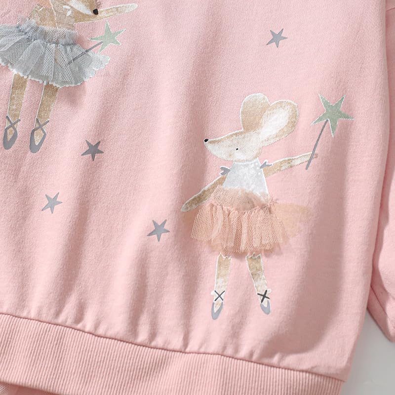 FreeLu Girls Cotton Pullover Sweatshirts Kids Cute Cartoon Printed Crewneck Tops - Image 4