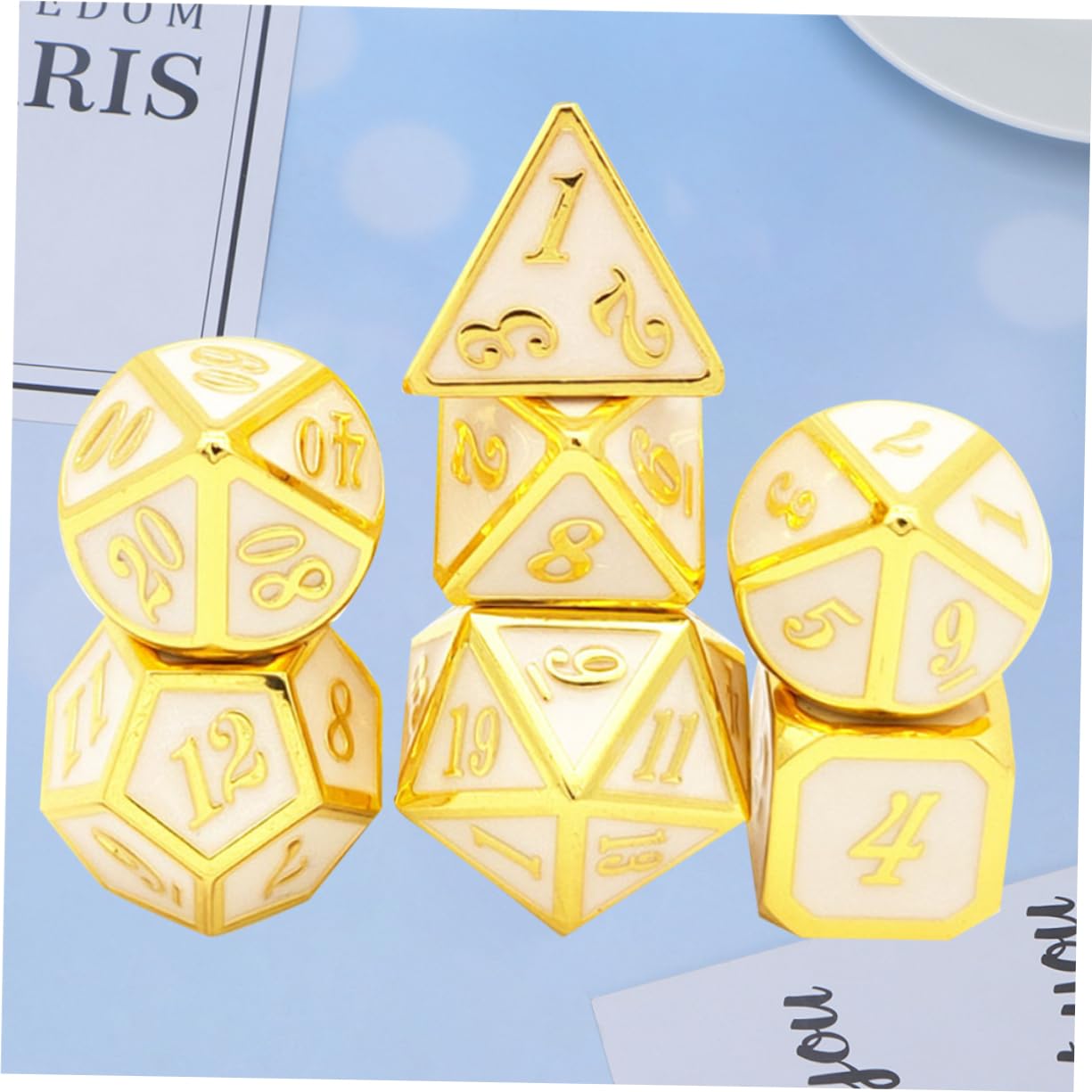 VICASKY Dadi Poliedrici in Metallo per Giochi da Tavolo Accessori per Club e Feste Design Raffinato Numeri Chiari