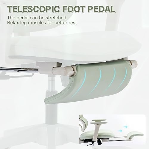 Miniatura 6 de Silla de oficina ergonómica con reposapiés, silla de oficina de computadora con respaldo alto con soporte lumbar dinámico, reposacabezas 2D,