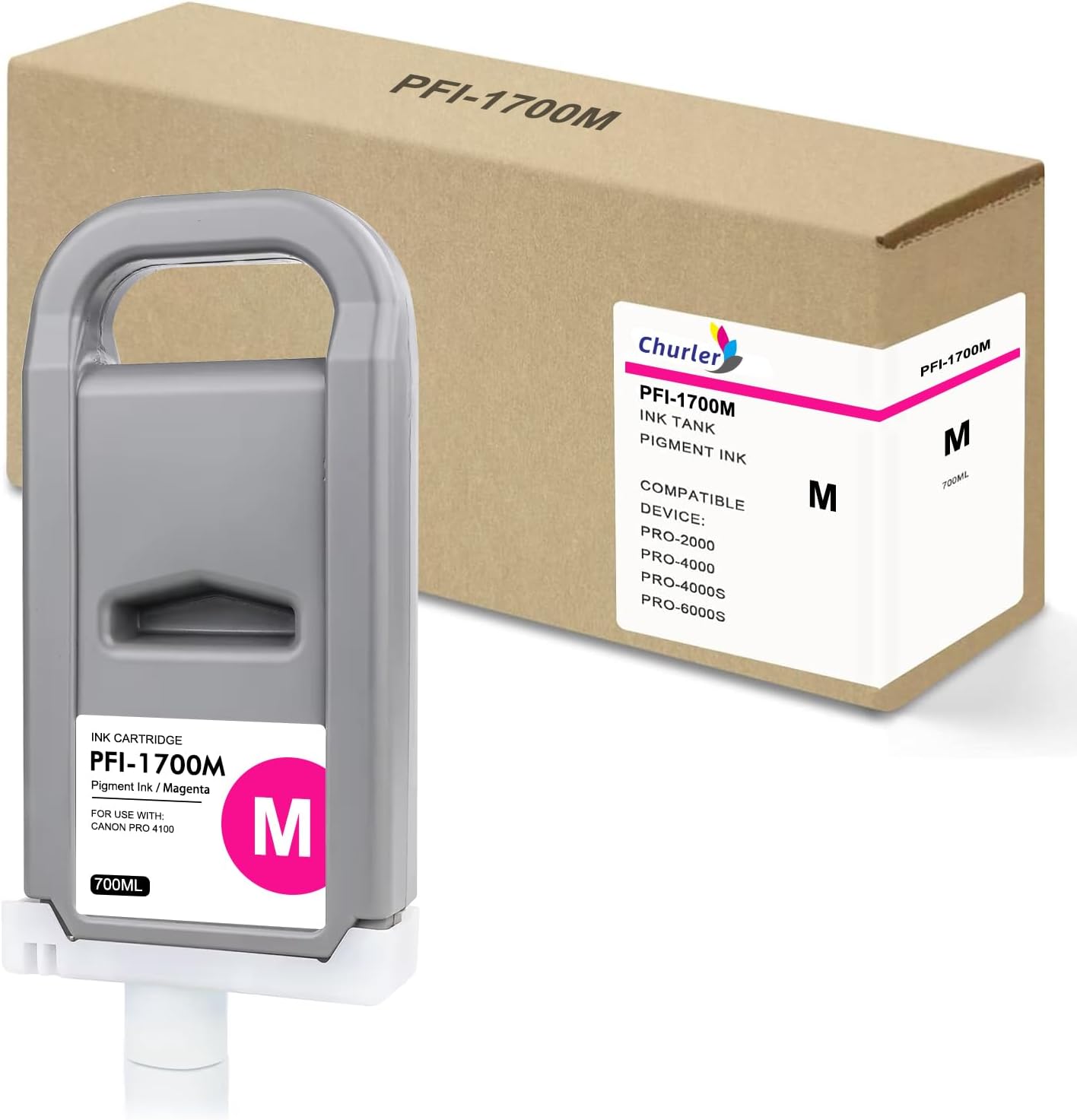 PFI-1700 Magenta Pigment Remanufactured Ink Cartridge Replacement for Canon PFI1700 PFI-1700M imagePROGRAF Pro2000, 2100, Pro 4000s, 4100, 4100S, 6000s, 6100, 6100S Printers (700ML)