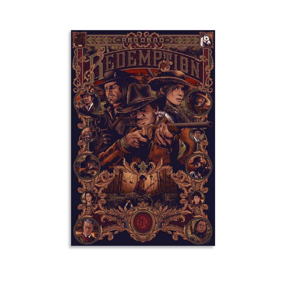 Arthur Morgan Wanted Poster sur toile Décoration murale pour salon chambre à coucher Style cadre 60 x 90 cm
